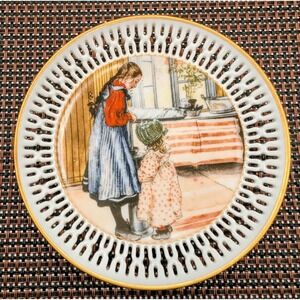 Bing & Grondahl Carl Larsson "Mama's Room" Pierced Porcelain Plate - Ltd Ed 4.5"